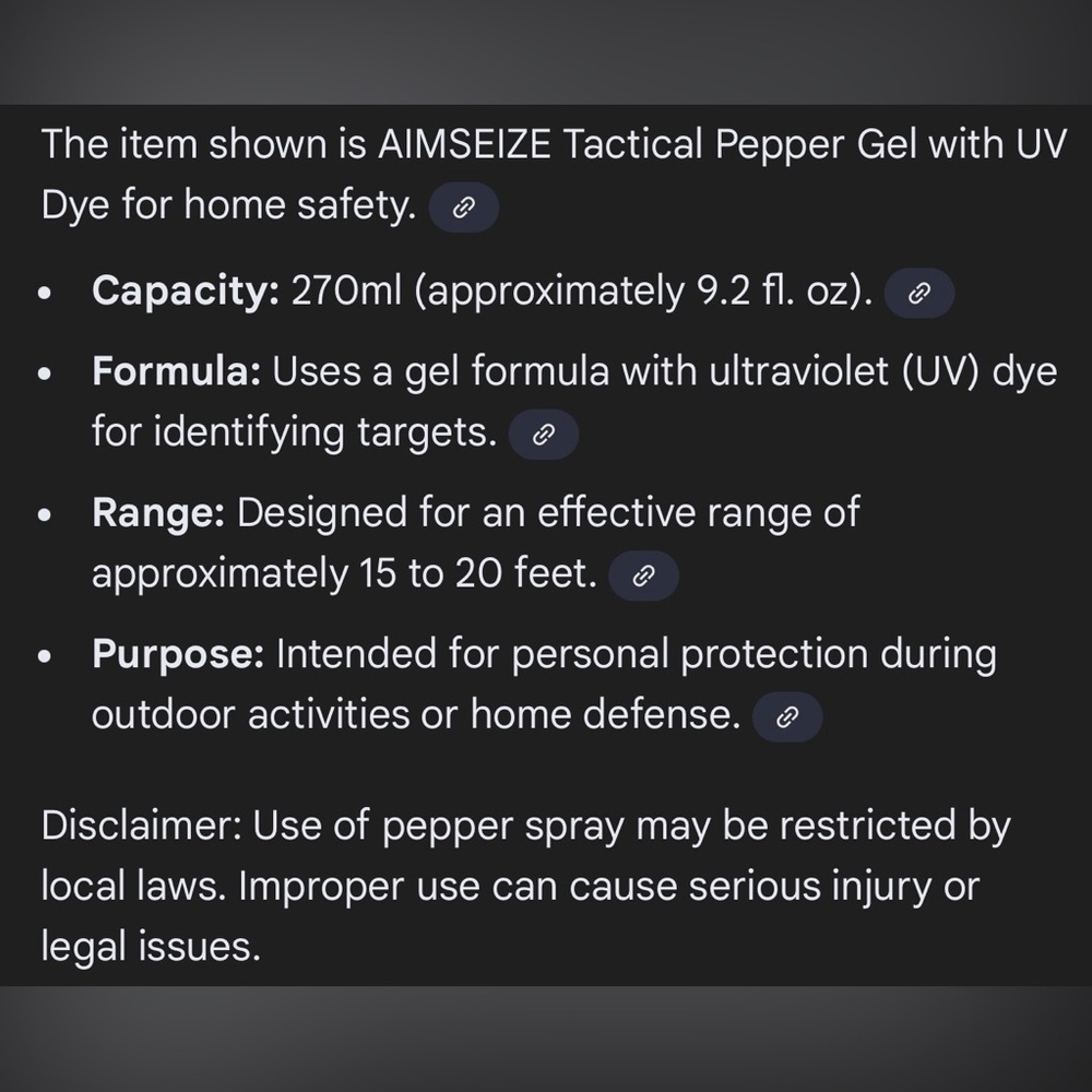 New Aimseize Tactical Pepper Gel with UV Dye - Black - Picture 8 of 14